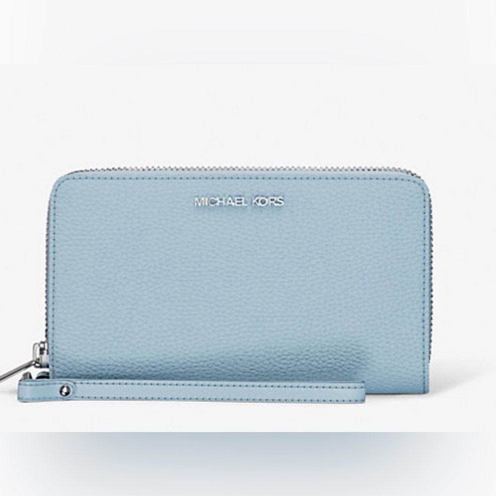 NWT Michael Kors pebbled leather large smartphone wallet wristlet $258 Retail